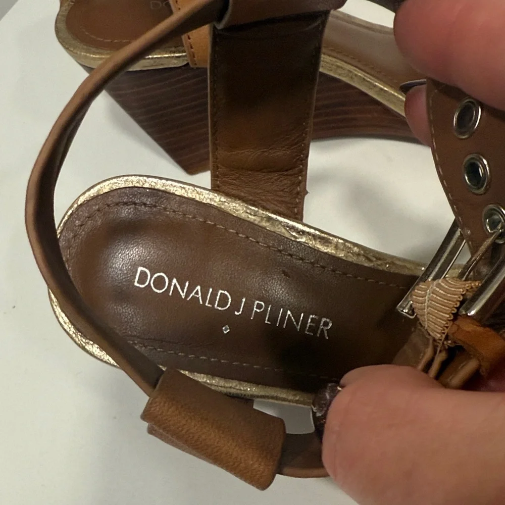 Donald J. Pliner Metallic and Tan Sandals